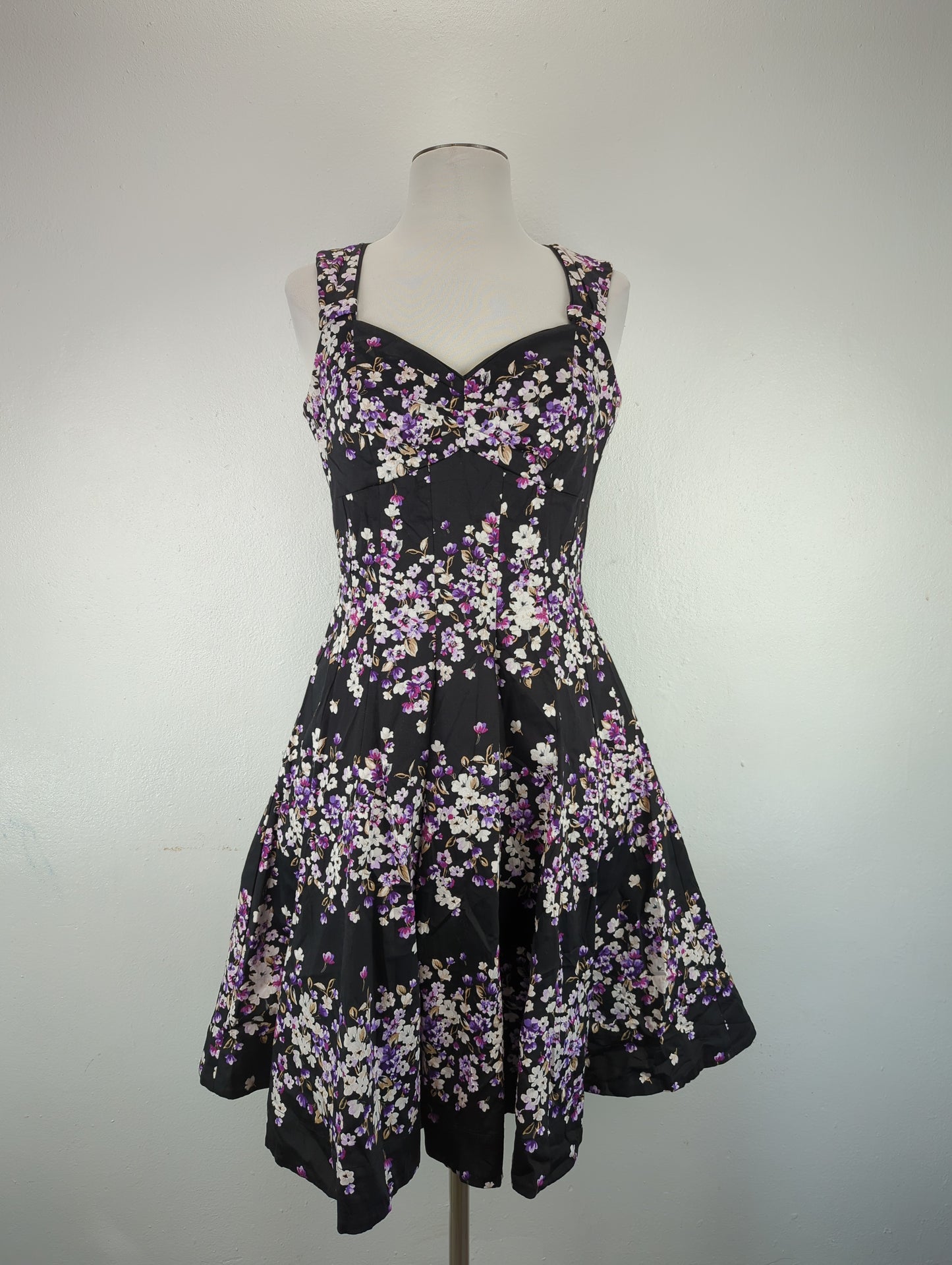 Vestido Negro Floral White Black