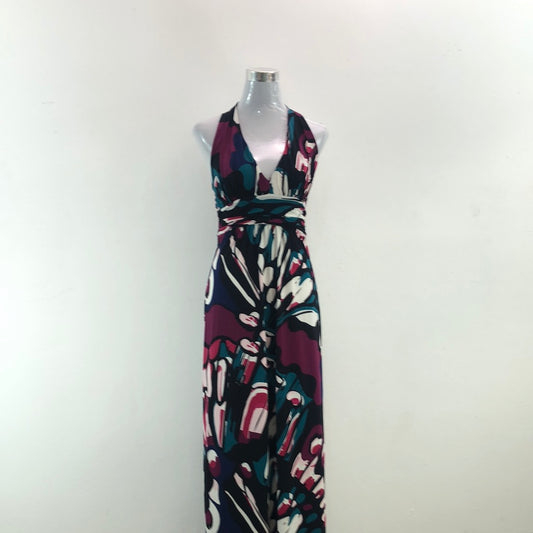 Vestido Largo de Flores Negro Express