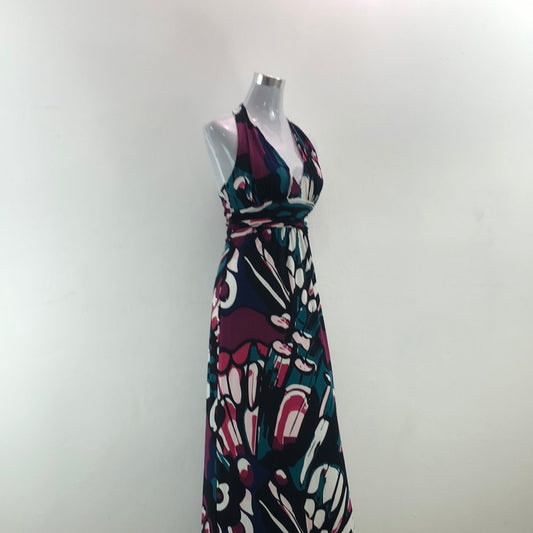 Vestido Largo de Flores Negro Express